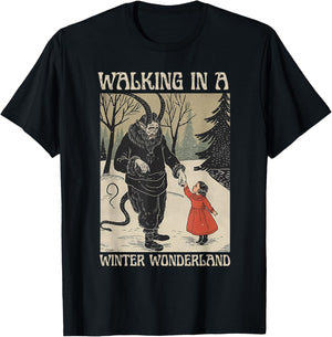 Krampus Walking in A Winter Wonderland T-Shirt - T-Shirt | Black