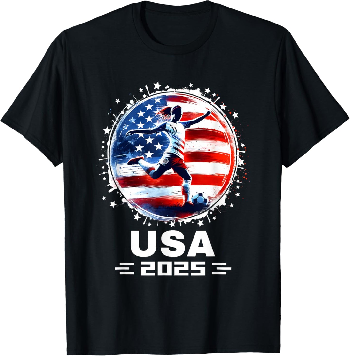 Soccer American Flag Soccer Apparel Soccer 2025 T-Shirt - T-Shirt | Black