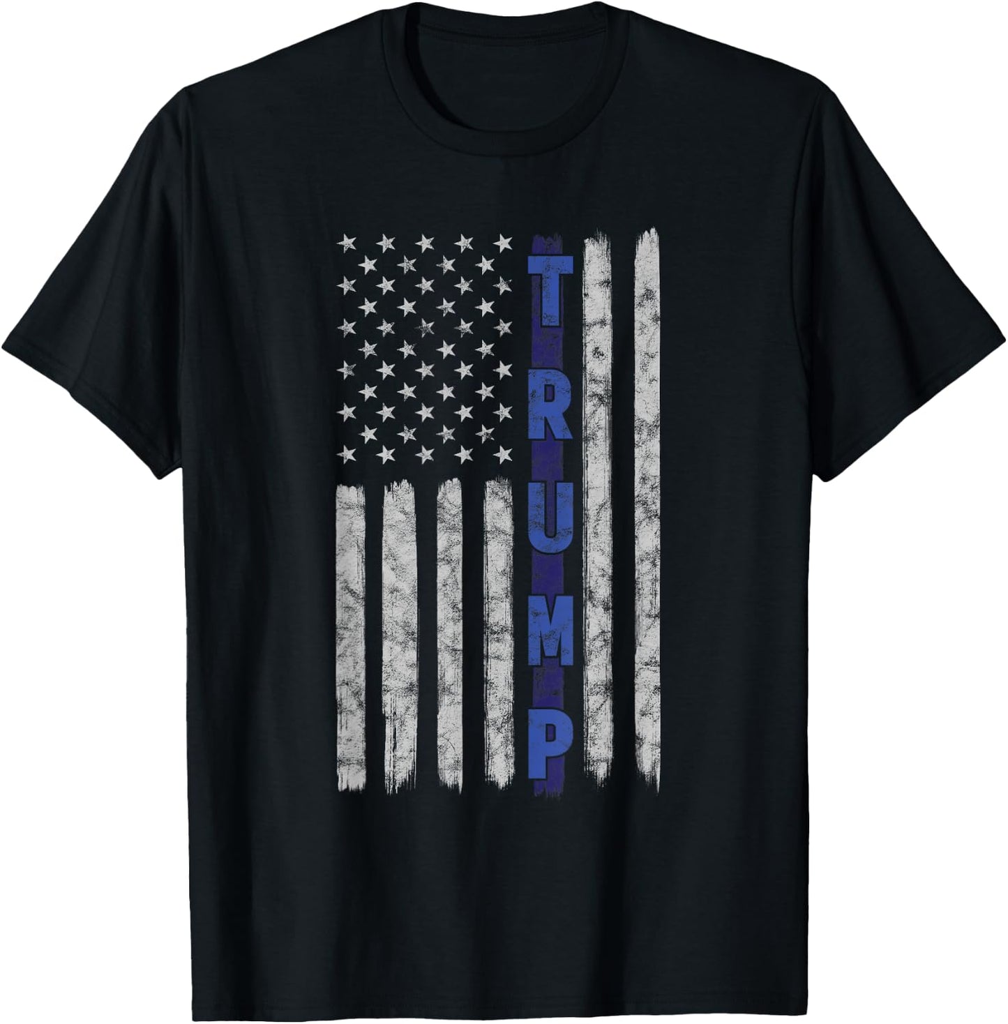 Police Thin Blue Line Trump American Flag USA T-Shirt - T-Shirt | Black