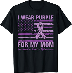 Pancreatic Cancer Awareness I Wear Purple For My Mom T-Shirt - T-Shirt | Black
