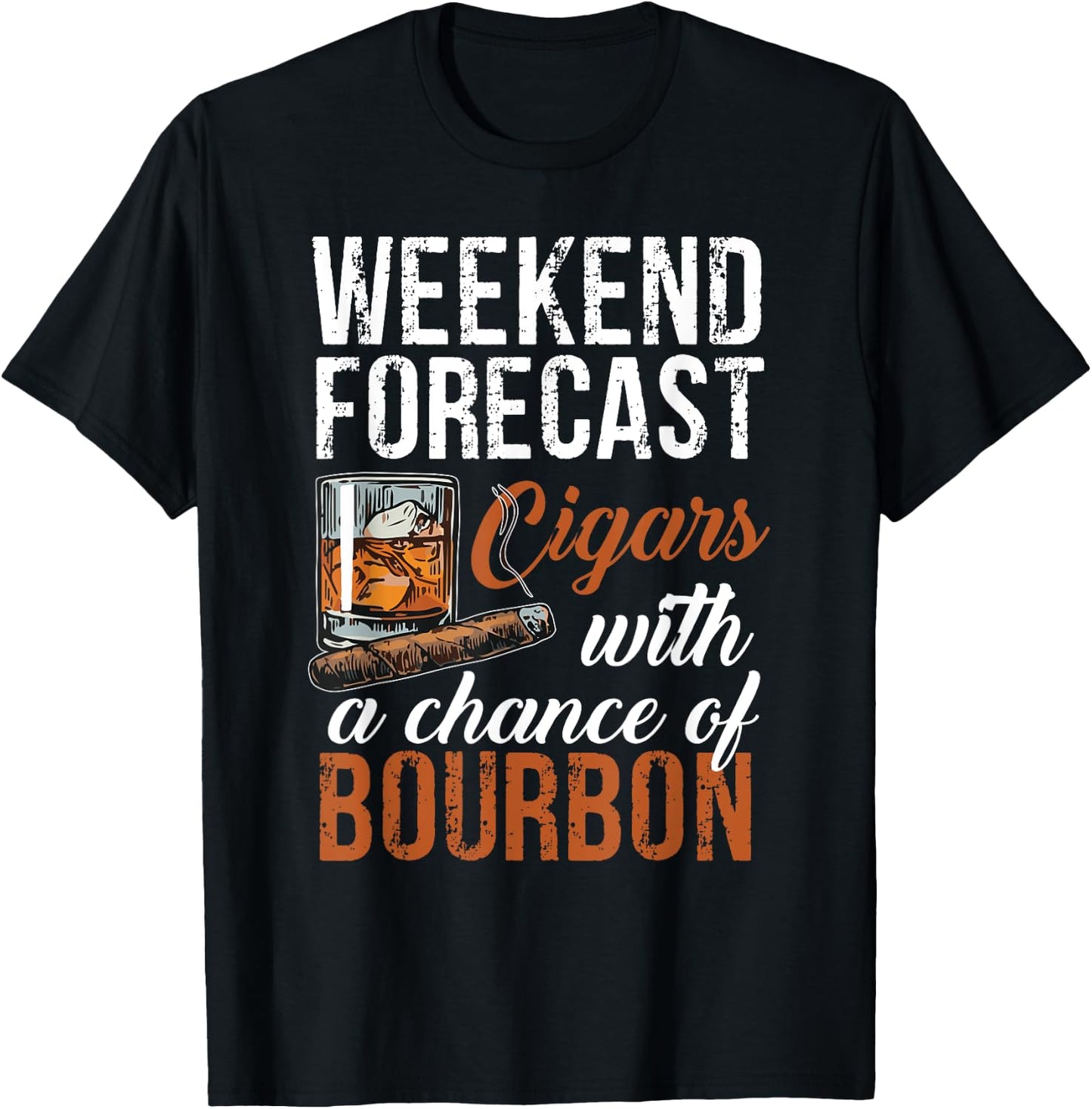 Cool Shirt For Cigars And Bourbon Lover Grandpa Men's Black Small Modern Letter Print T-Shirt - T-Shirt | Black