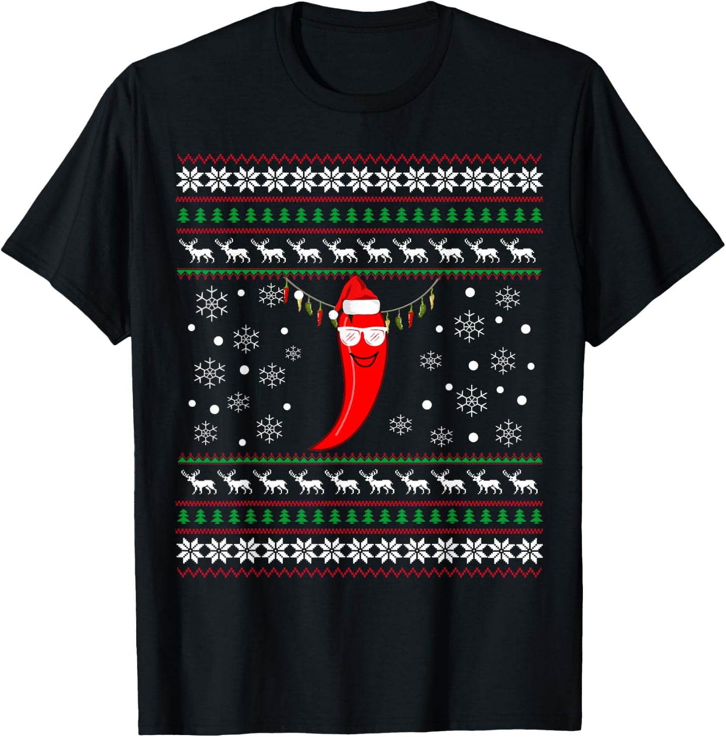 Pepper Chili Christmas Shirt- Chili Ugly Xmas Gift T-Shirt - T-Shirt | Black