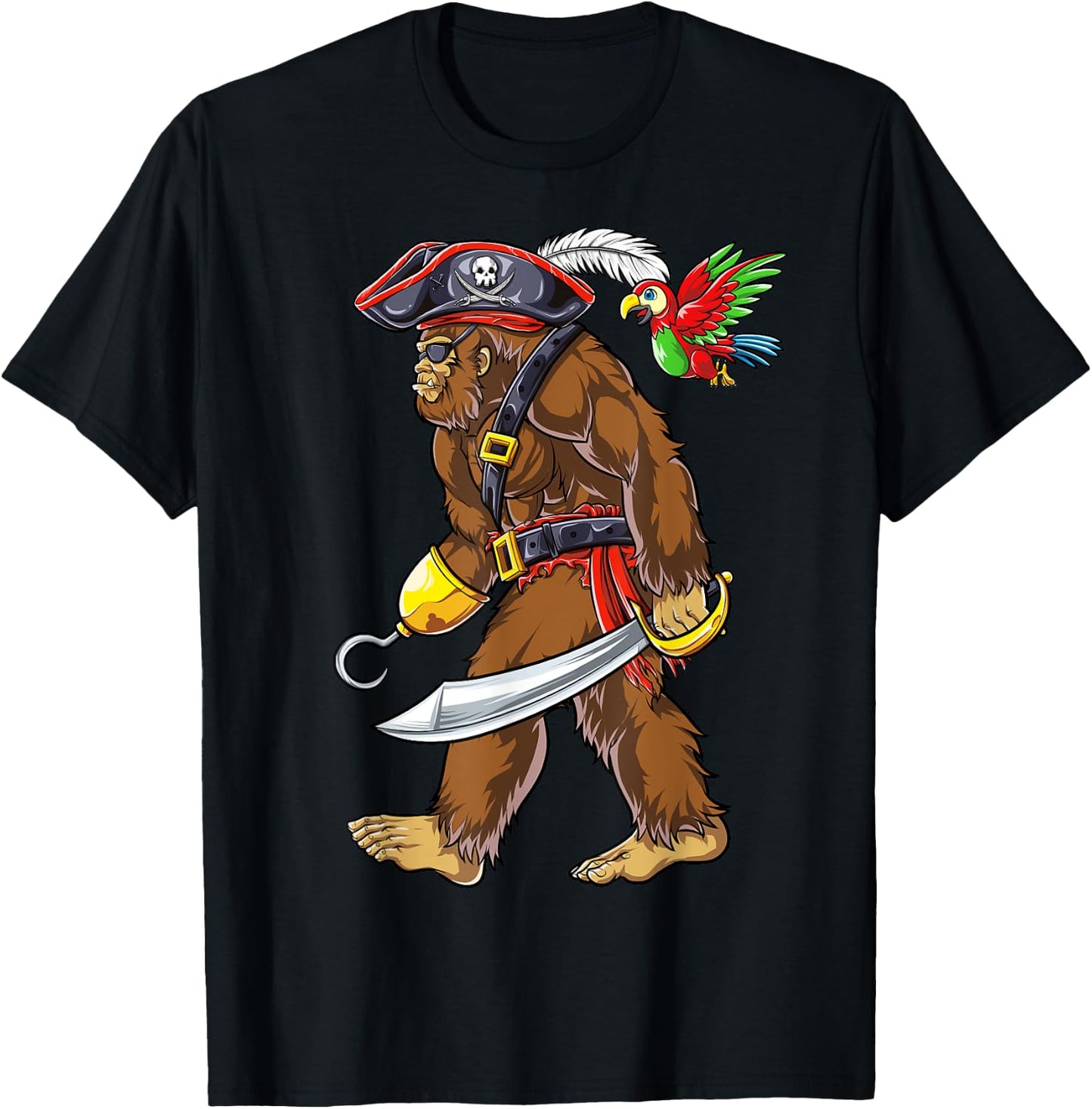 Bigfoot Pirate Jolly Roger Costume Men Kids Boys Sasquatch T-Shirt - T-Shirt | Black