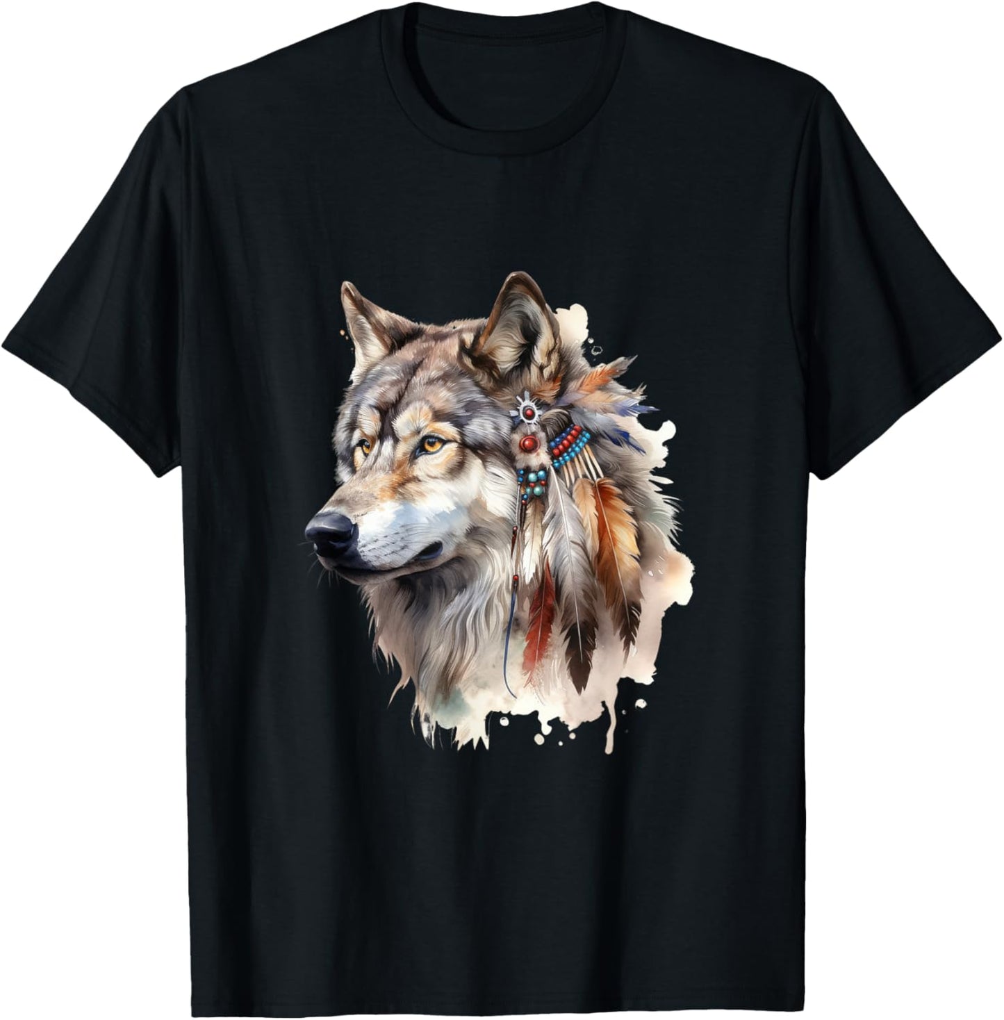 Native American Tribe Wolf T-Shirt - T-Shirt | Black