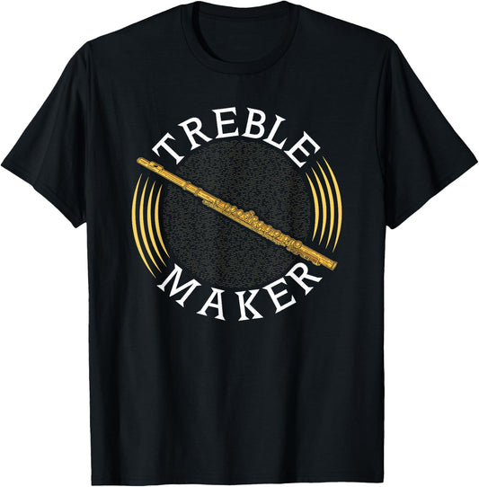 Funny Transverse Flute Intrument Treble Maker Flutist T-Shirt - T-Shirt | Black