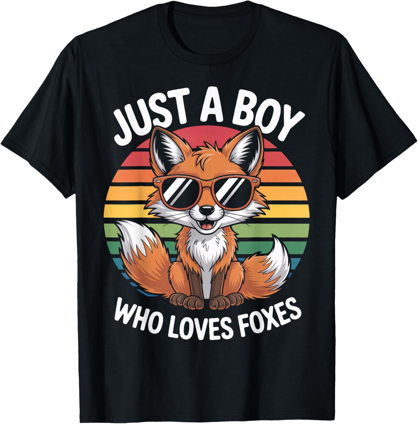 Just A Boy Who Loves Foxes Animal Enthusiast Fox Fan T-Shirt - T-Shirt | Black