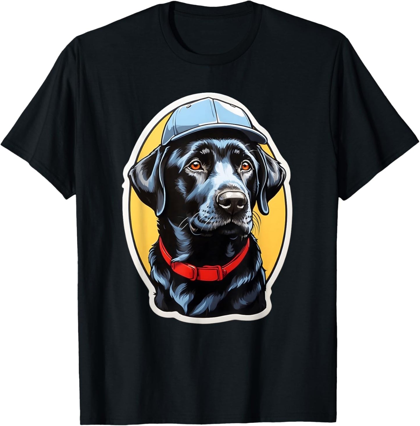 Baseball Bark - Black Lab Dog Wearing Baseball Hat Men Women Kids T-Shirt - T-Shirt | Black