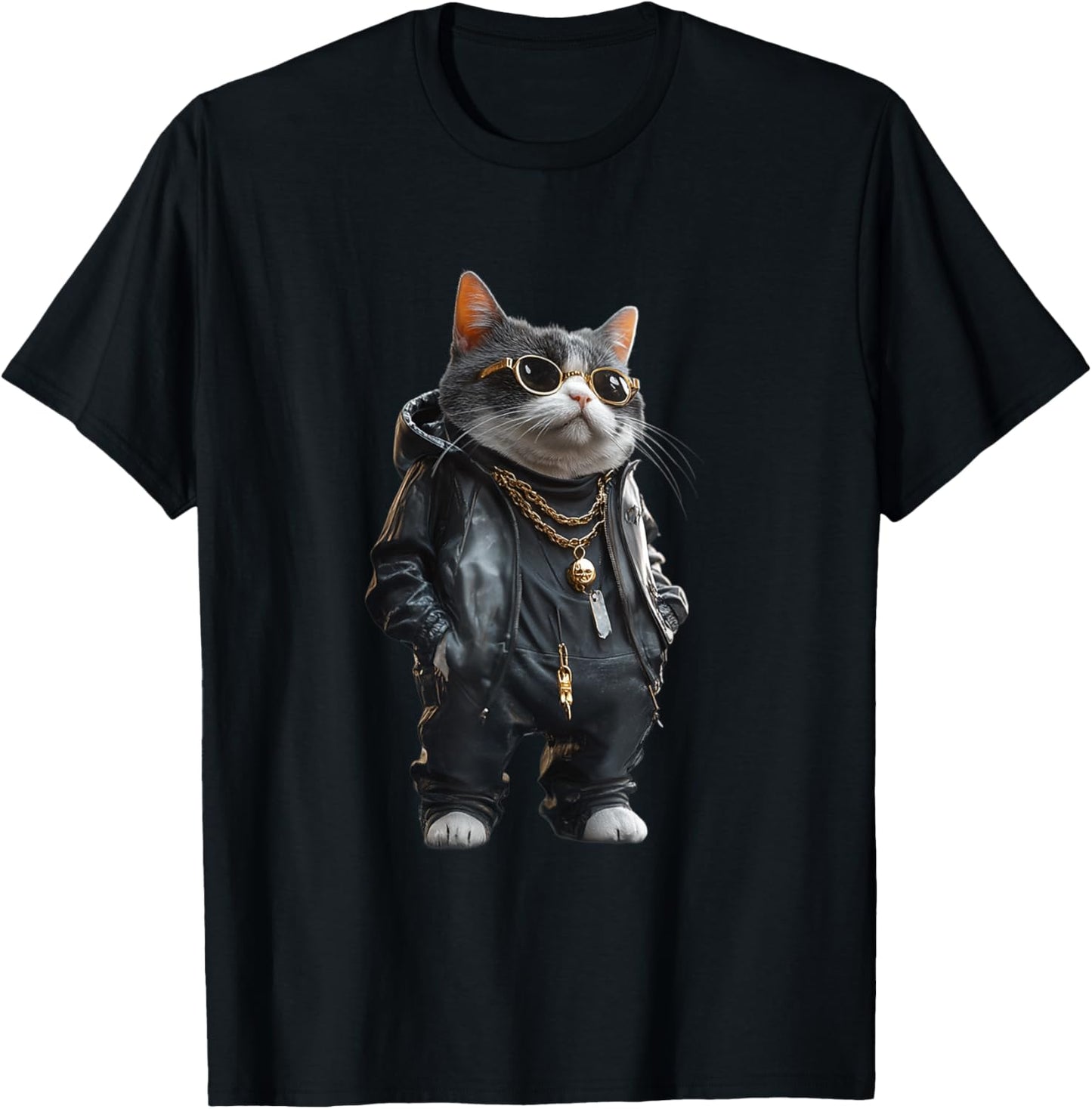 Thug Gangster Life Cat For Hip Hop Fans Meme and Cat lovers T-Shirt - T-Shirt | Black