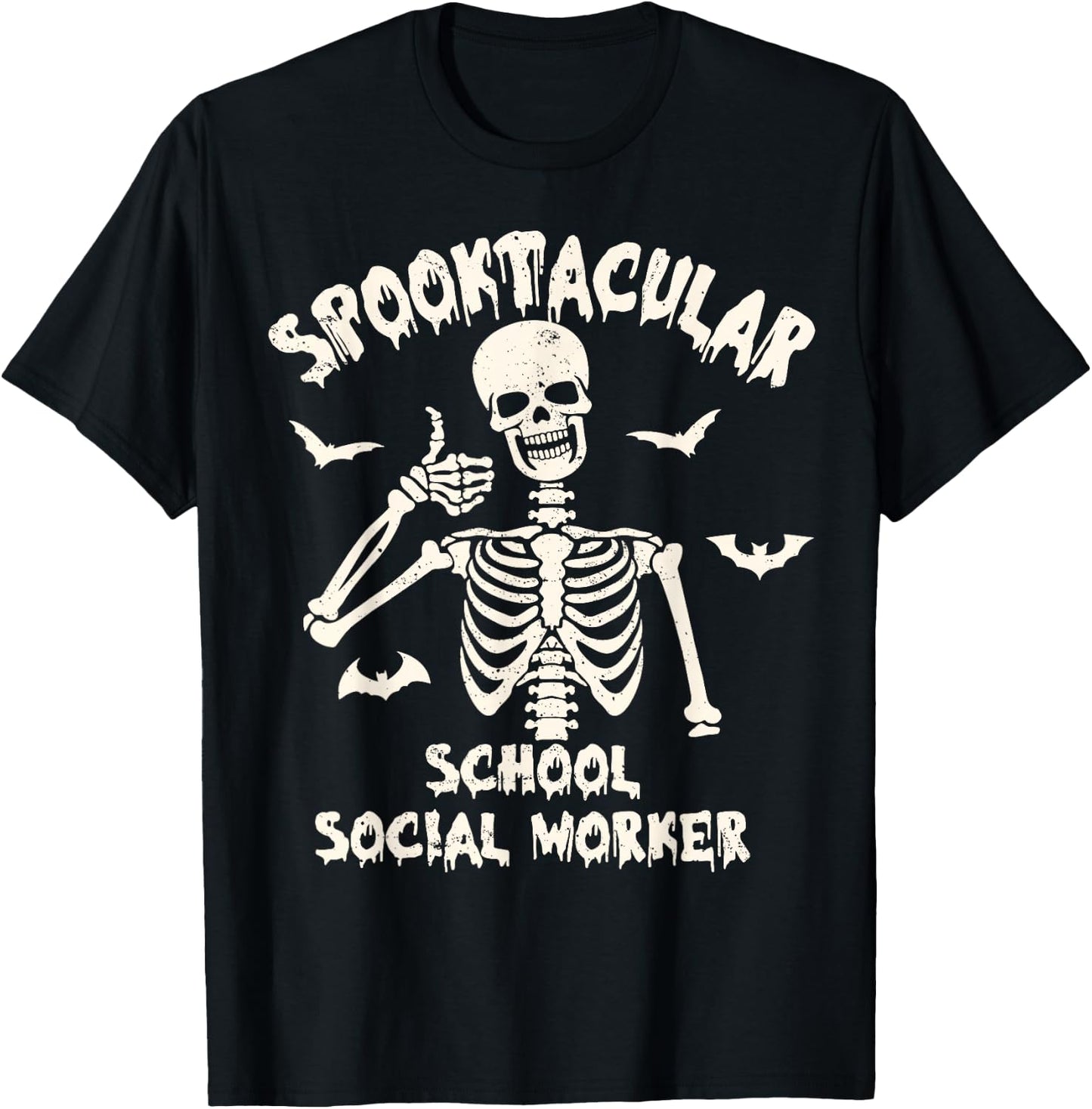 Spooktacular School Social Worker Funny Skeleton Halloween T-Shirt - T-Shirt | Black