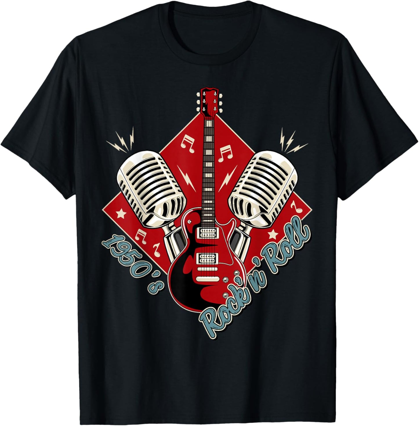 50s Rockabilly Clothing 1950s Sock Hop Swing Greaser Rocker T-Shirt - T-Shirt | Black