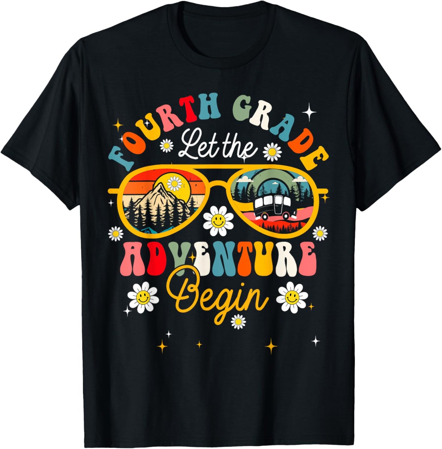 Let The 4th Grade Adventure Begin Fourth Grade Teacher T-Shirt - T-Shirt | Black