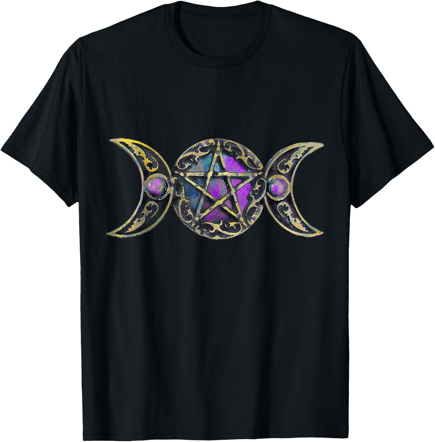 Triple Moon Symbol Goddess T-Shirt - T-Shirt | Black