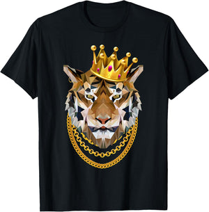 Siberian Tiger Gangster Crown King Chain T-Shirt - T-Shirt | Black