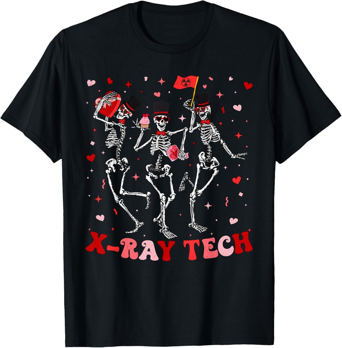 Dancing Skeleton Radiology Valentines RAD Tech X-ray Tech T-Shirt - T-Shirt | Black
