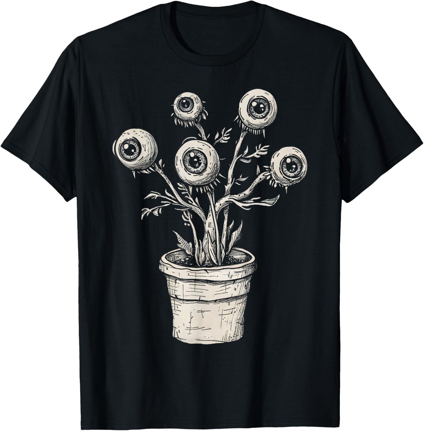 Eyes Eyeballs Plant Weird Goth Grunge Odd Strange Aesthetic T-Shirt - T-Shirt | Black