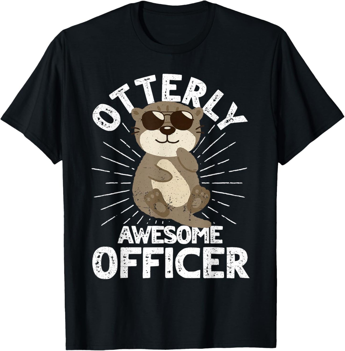 Funny Police Officer Otterly Awesome Officer Otter Cop T-Shirt - T-Shirt | Black