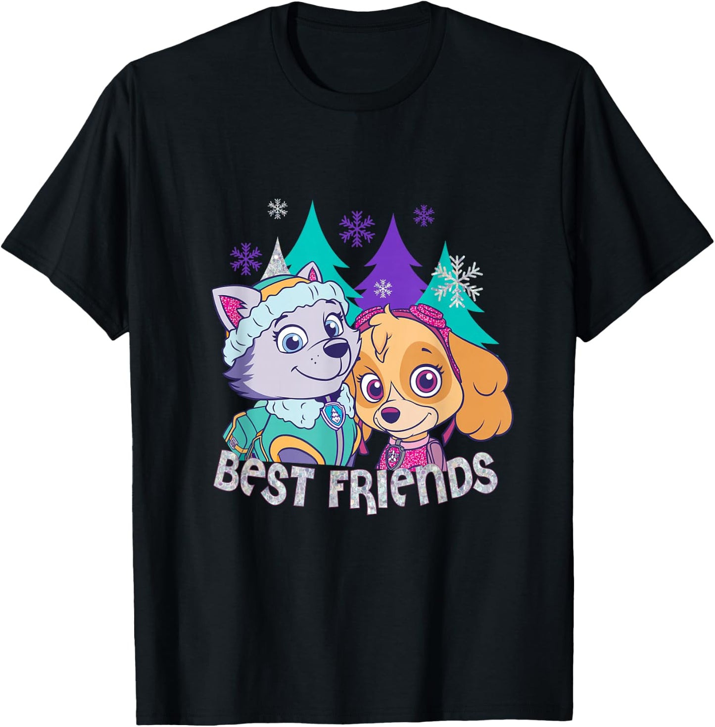 Paw Patrol Skye And Everest Best Friends T-Shirt - T-Shirt | Black