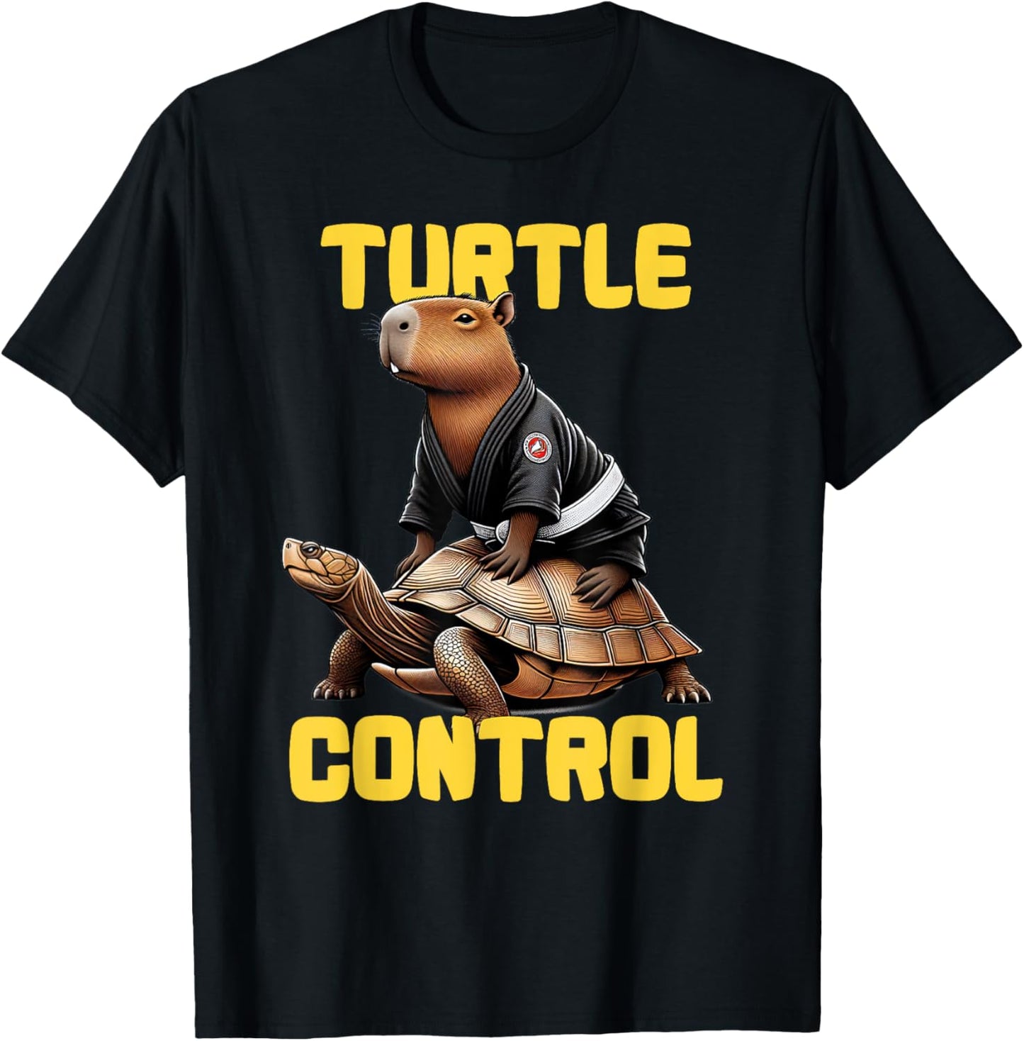Turtle Control like a Cute Jiu jitsu capybara T-Shirt - T-Shirt | Black