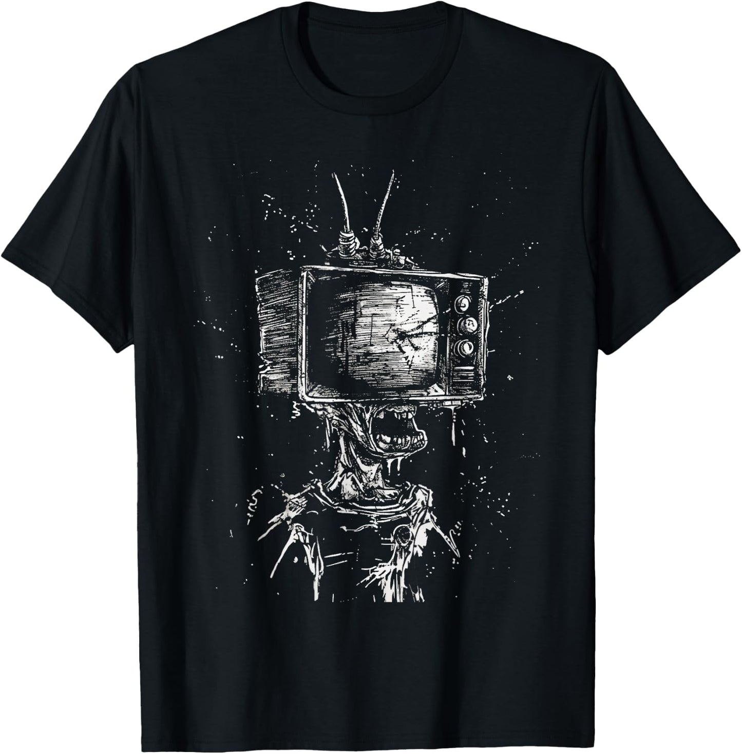 Weird Grunge TV Head Art Alt Odd Strange Goth Aesthetic T-Shirt - T-Shirt | Black
