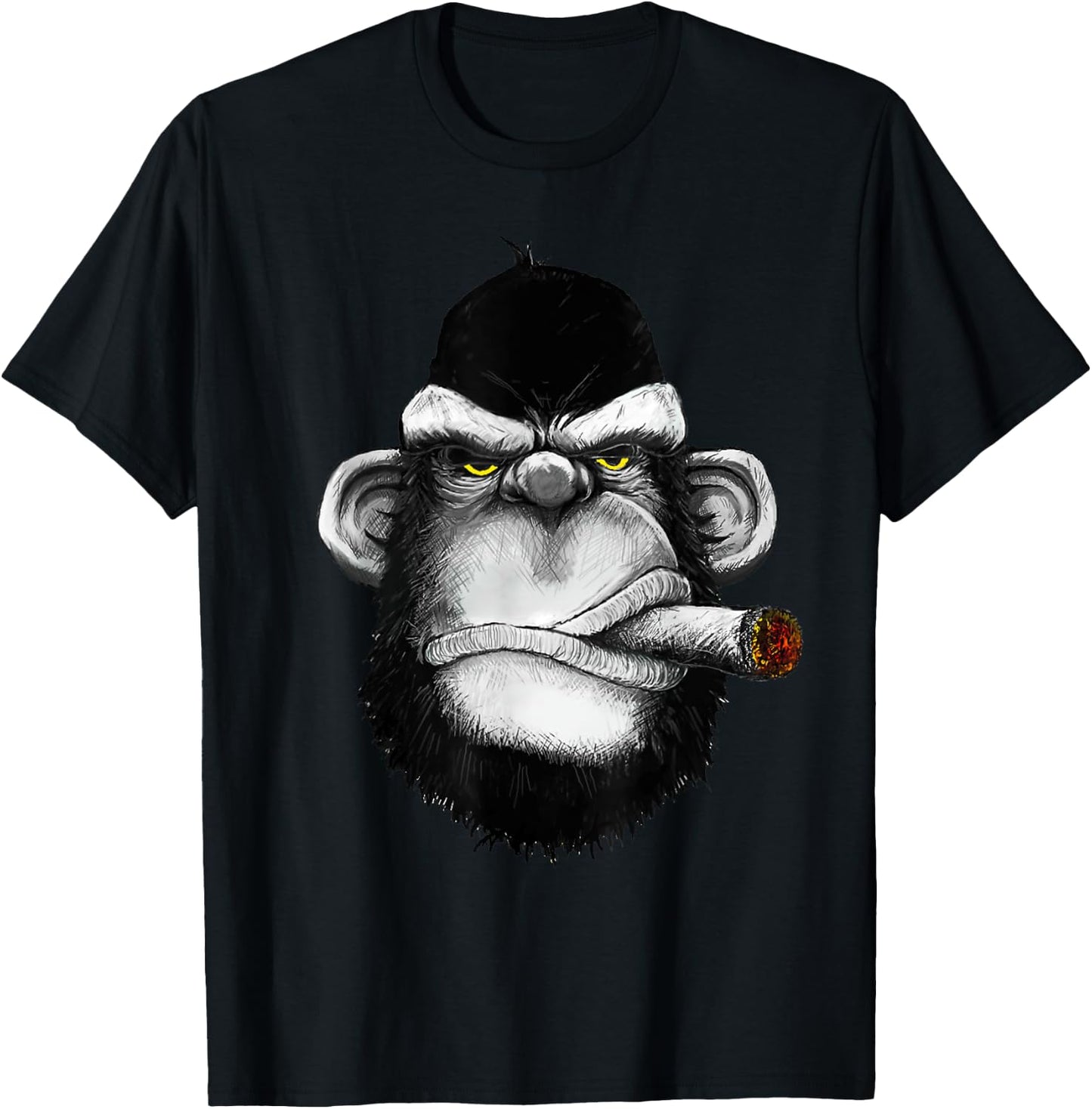 Monkey Smoking Cigar Weed T-Shirt - T-Shirt | Black