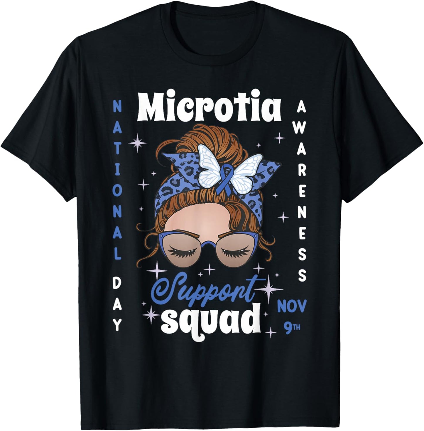 Microtia Awareness Day 2023 Blue Ribbon Family Support Fight T-Shirt - T-Shirt | Black