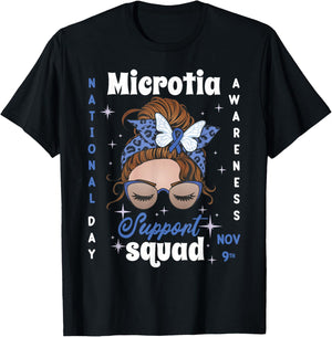 Microtia Awareness Day 2023 Blue Ribbon Family Support Fight T-Shirt - T-Shirt | Black