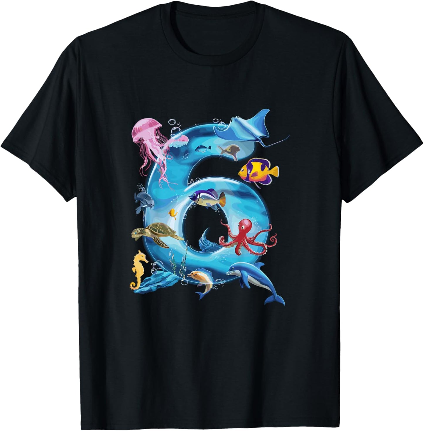 Sea Ocean Number 6rd Birthday Boys and Girls T-Shirt - T-Shirt | Black