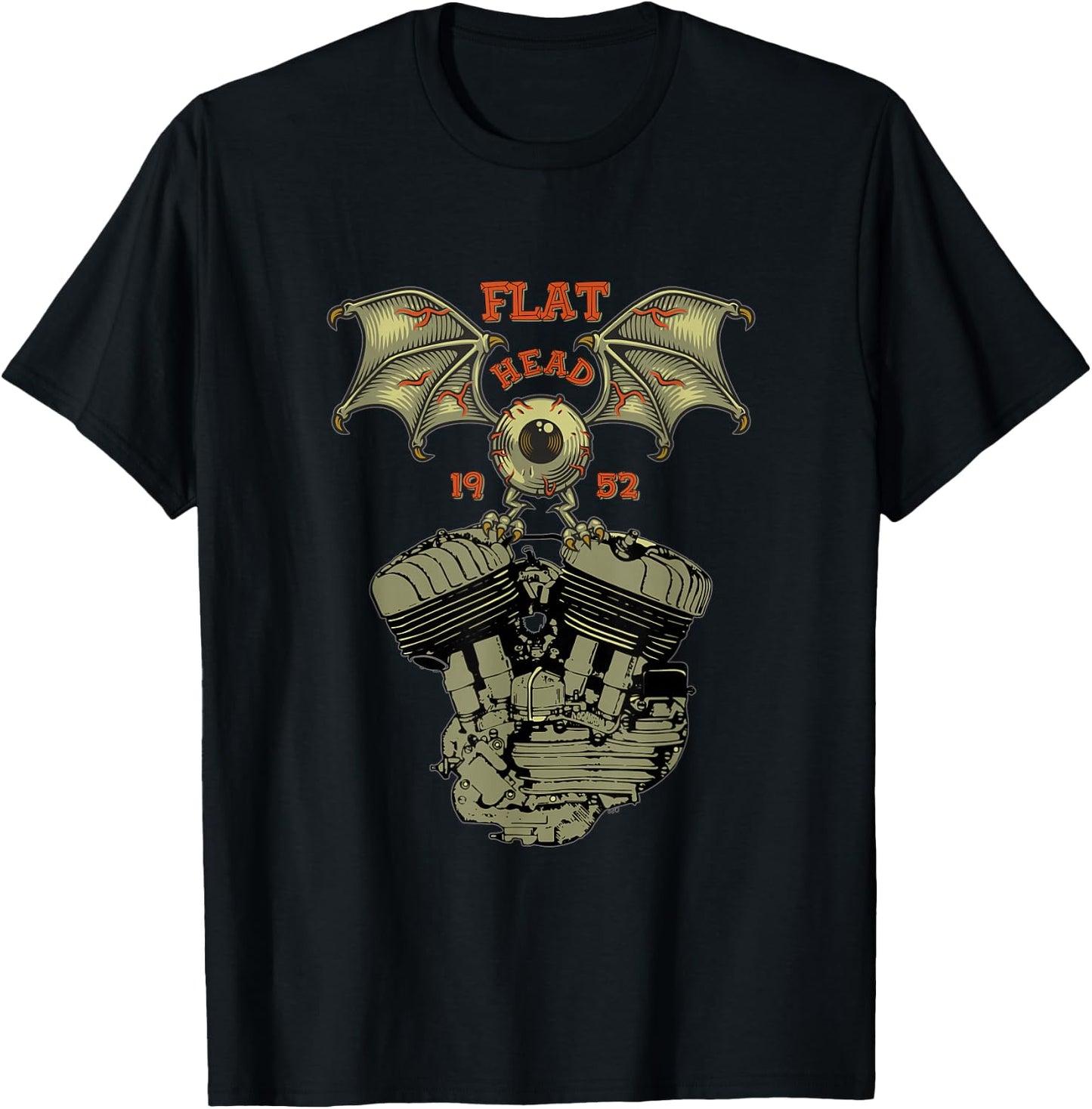 Retro HD Flathead Flying Eyeball Vtwin Motorcycle Gear 1952 T-Shirt - T-Shirt | Black