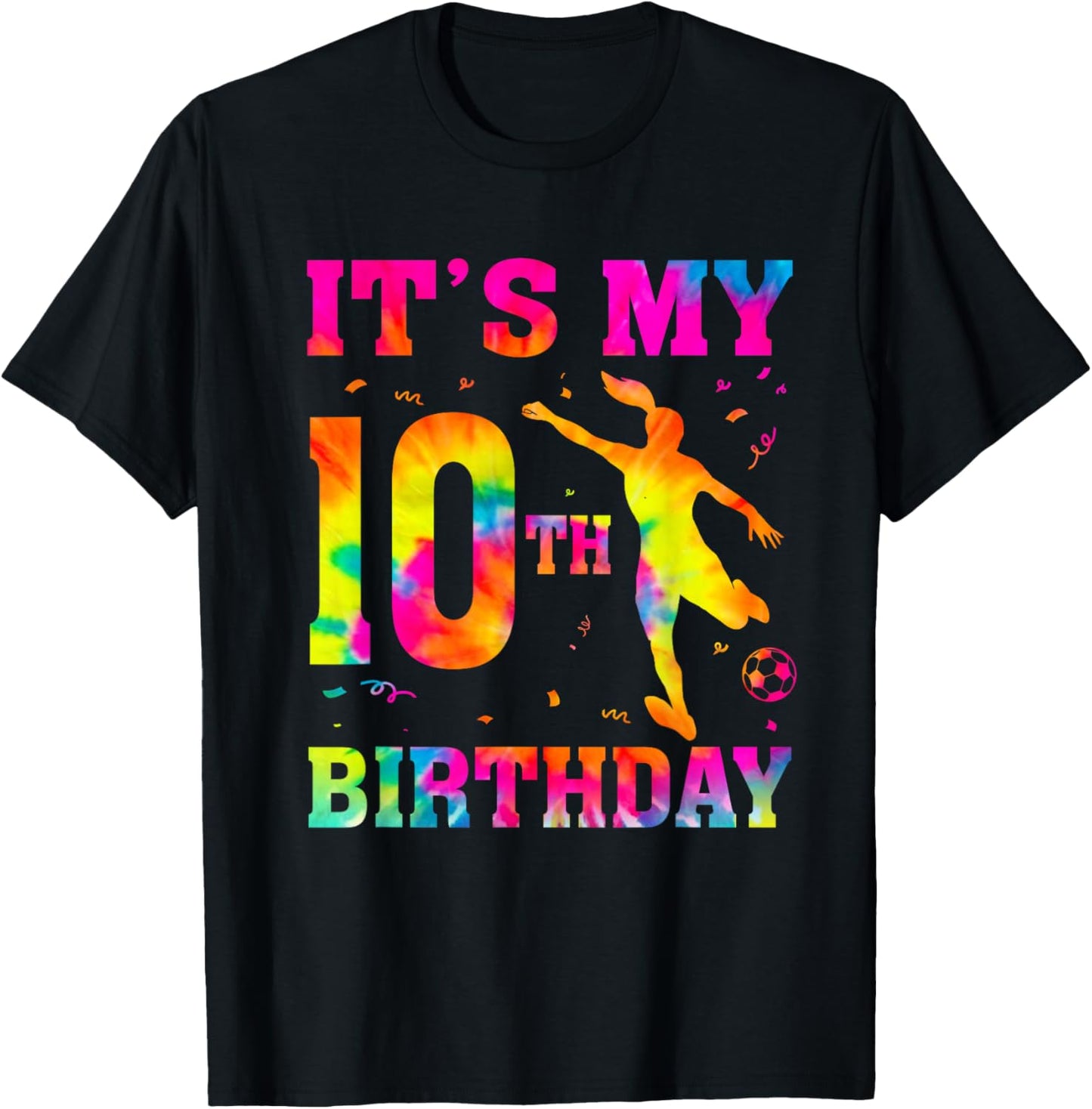 It's My 10th Birthday Soccer 10 Year Old Party Soccer Player T-Shirt - T-Shirt | Black