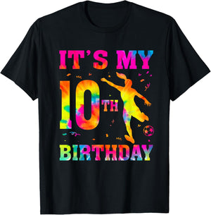 It's My 10th Birthday Soccer 10 Year Old Party Soccer Player T-Shirt - T-Shirt | Black