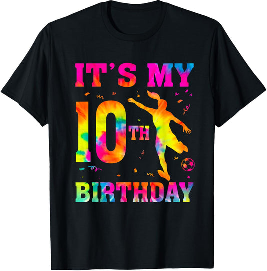It's My 10th Birthday Soccer 10 Year Old Party Soccer Player T-Shirt - T-Shirt | Black