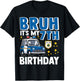 Seven 7th Police Car Birthday Boy Cop Policeman 7 Years Old T-Shirt - T-Shirt | Black