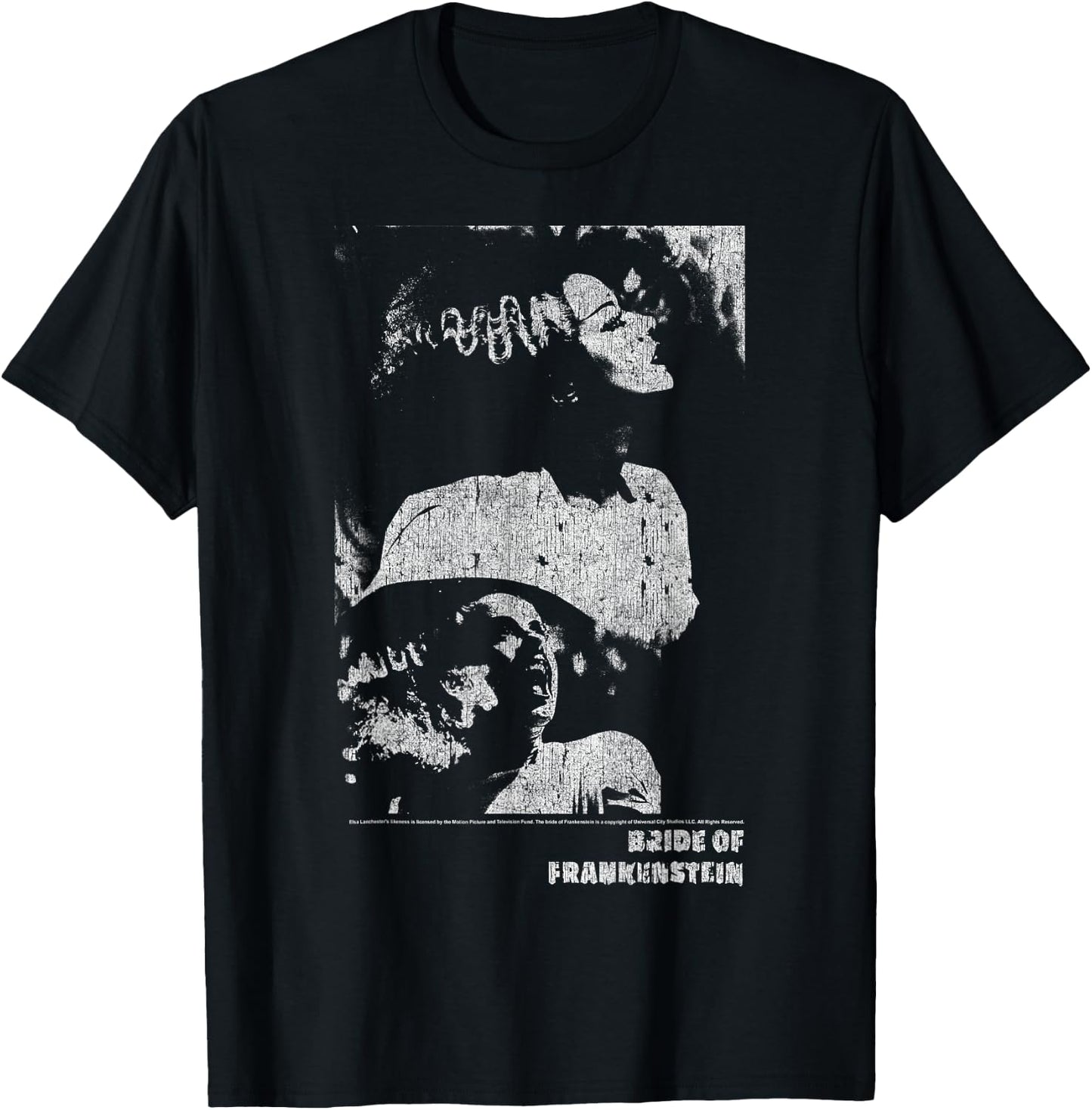 Universal Monsters The Bride Of Frankenstein Distressed T-Shirt - T-Shirt | Black