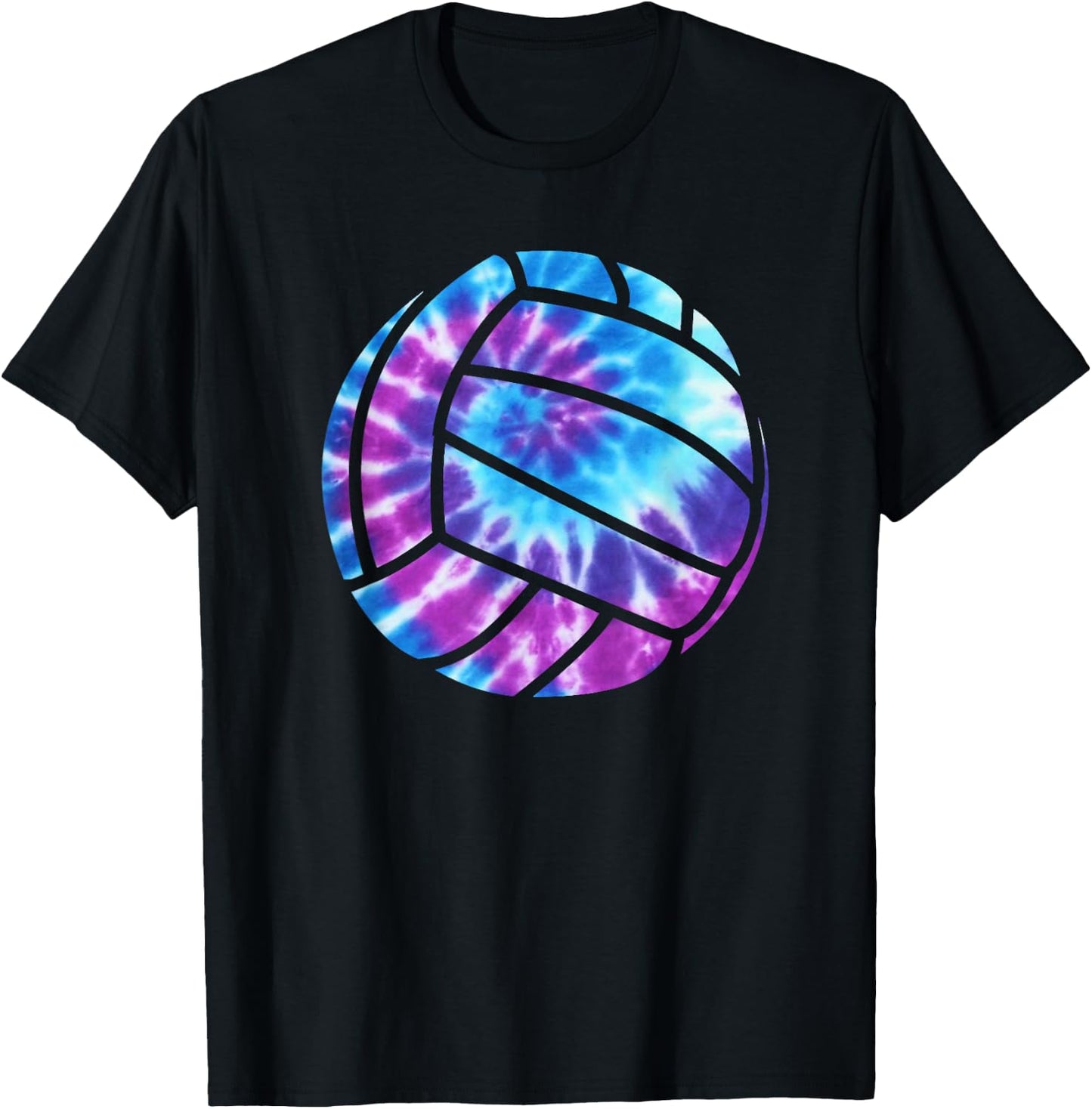 Volleyball Tie Dye Blue Purple Teenage Girls Practice T-Shirt - T-Shirt | Black
