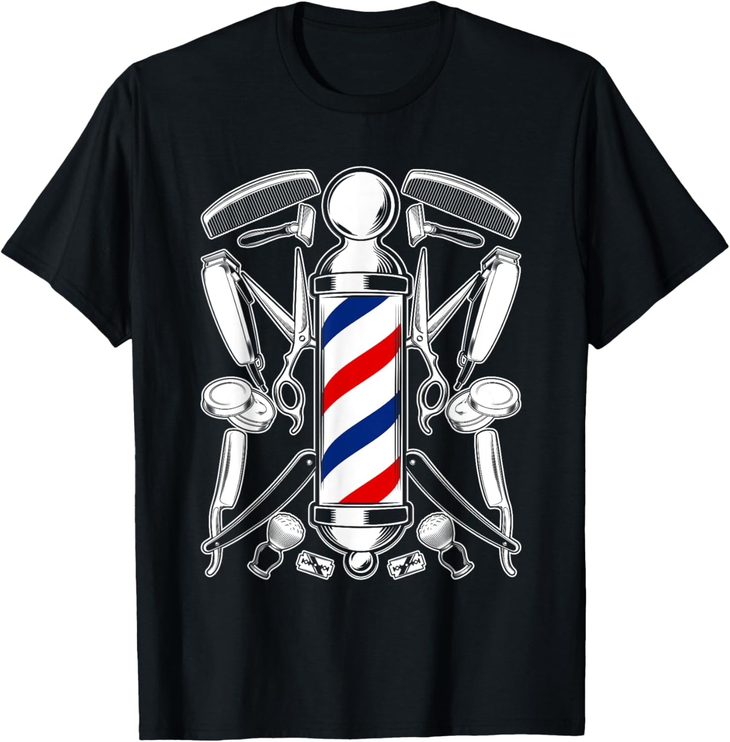 Funny Barber Barbershop Pole Tools Hairstylist T-Shirt - T-Shirt | Black
