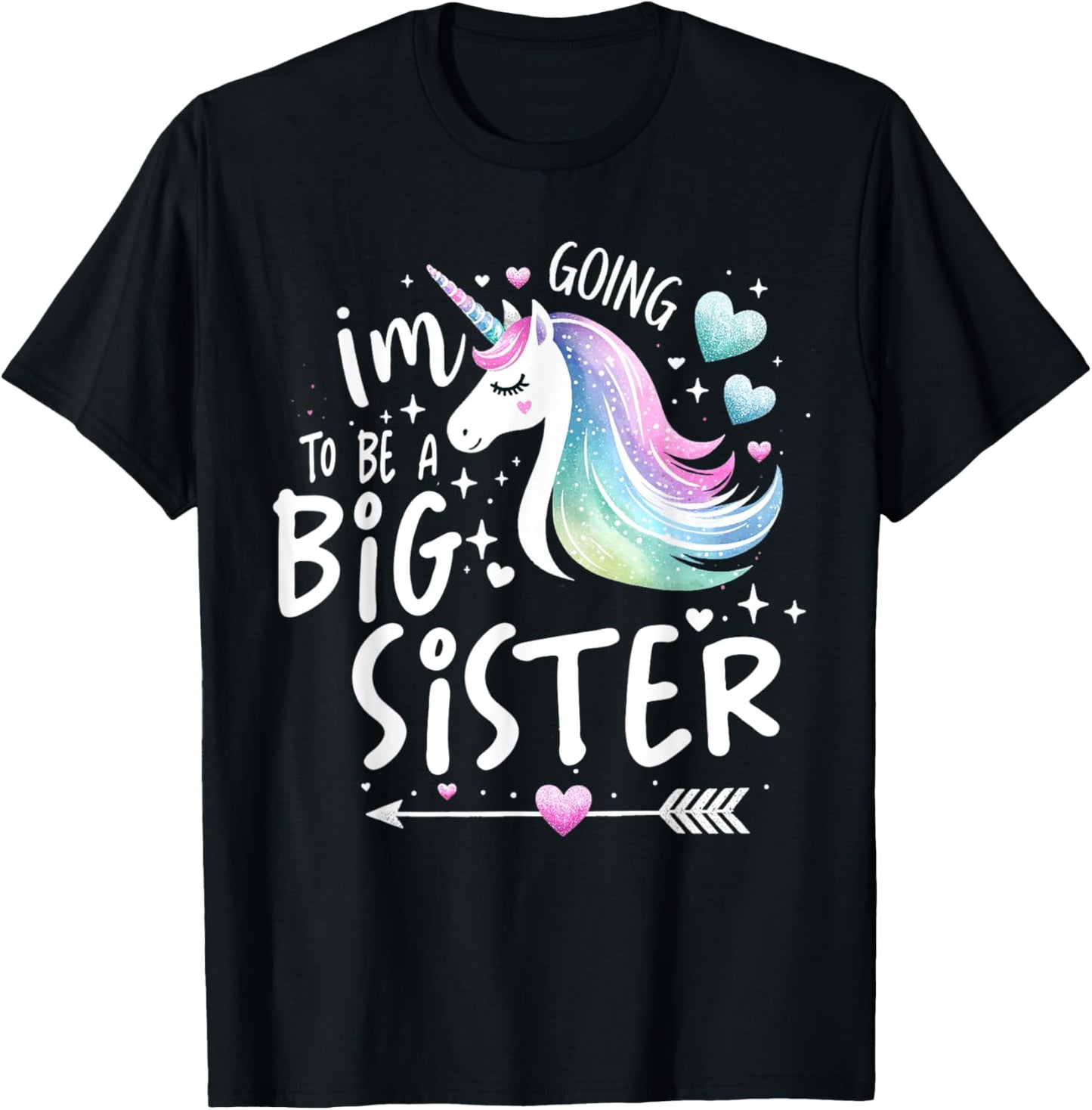 Best Sibling Baby Shower Big Sister Shirts for Girls Unicorn T-Shirt - T-Shirt | Black