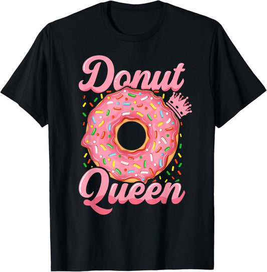 Donut lover funny donut queen with sprinkles donut design T-Shirt - T-Shirt | Black