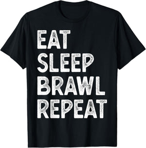 Eat Sleep Brawl Repeat Stars Funny Video Gamer Gaming T-Shirt - T-Shirt | Black
