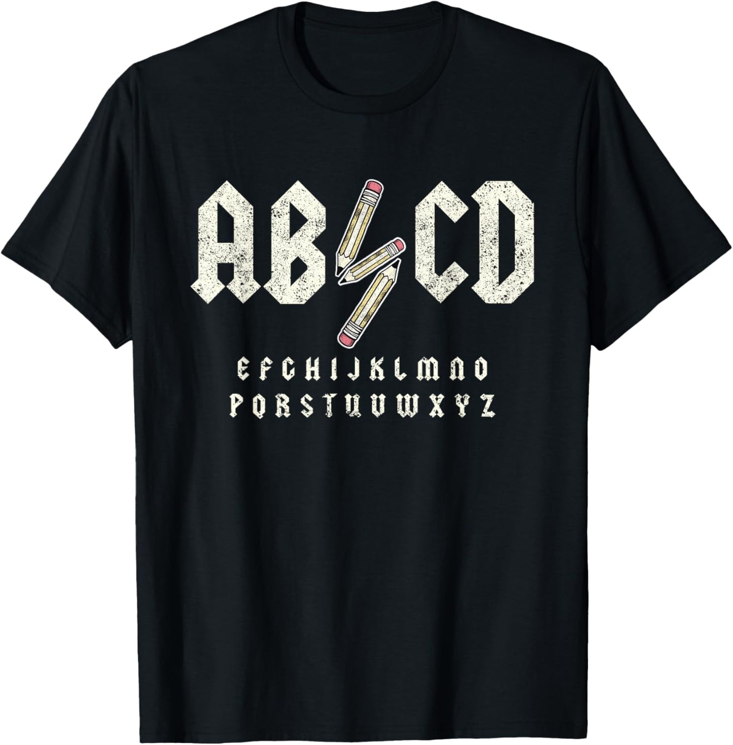 Retro Abcd Teacher Novelty Funny Back to School Teacher T-Shirt - T-Shirt | Black