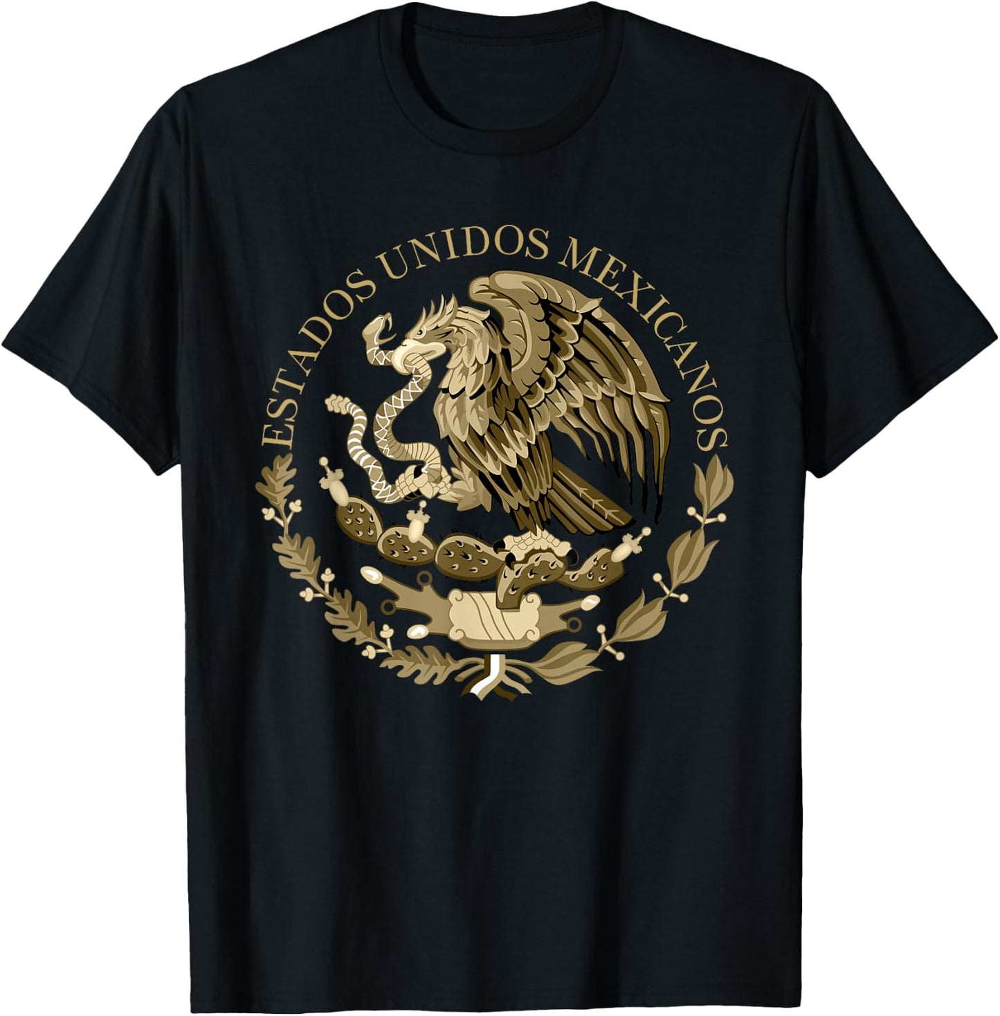 Mexico flag Coat of Arms seal in sepia T-Shirt - T-Shirt | Black