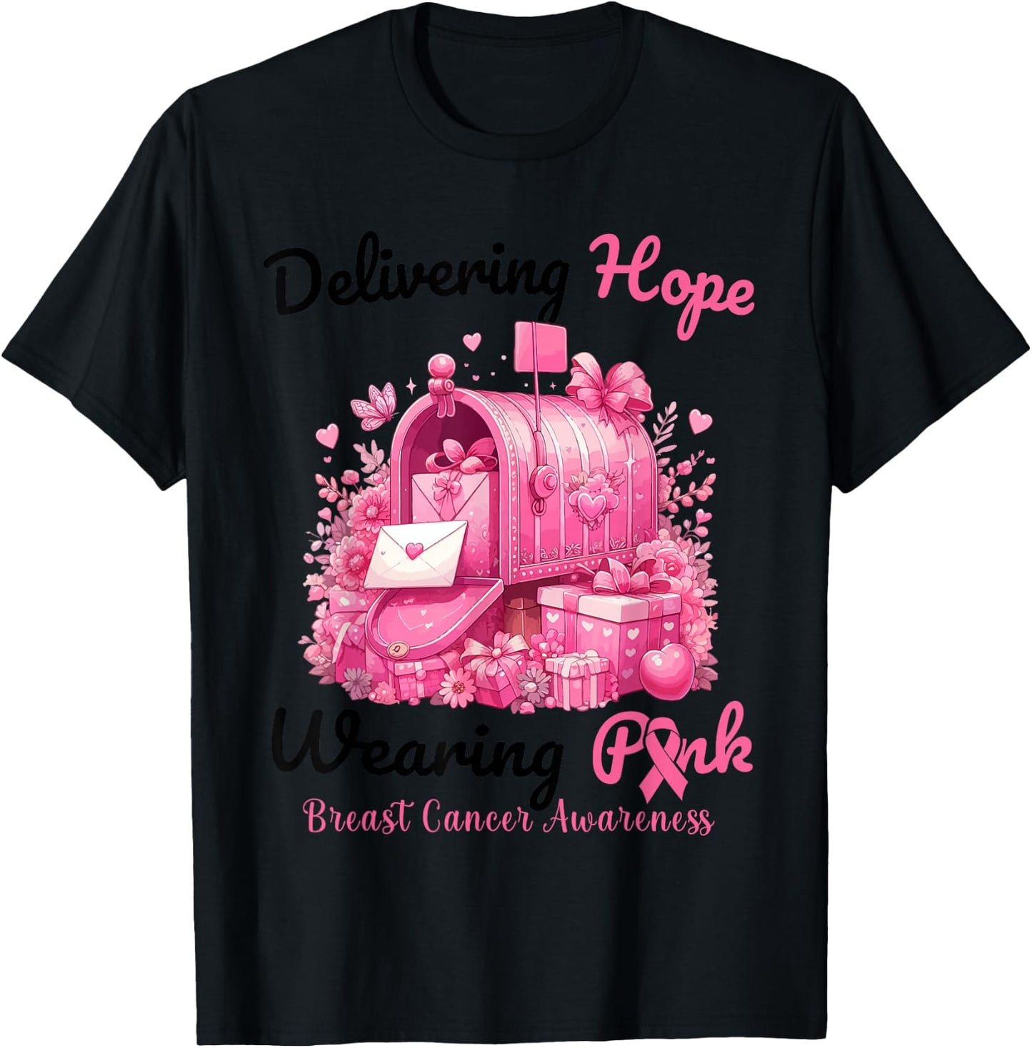 Postal Carrier Breast Cancer Awareness October We Wear Pink T-Shirt - T-Shirt | Black