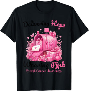Postal Carrier Breast Cancer Awareness October We Wear Pink T-Shirt - T-Shirt | Black