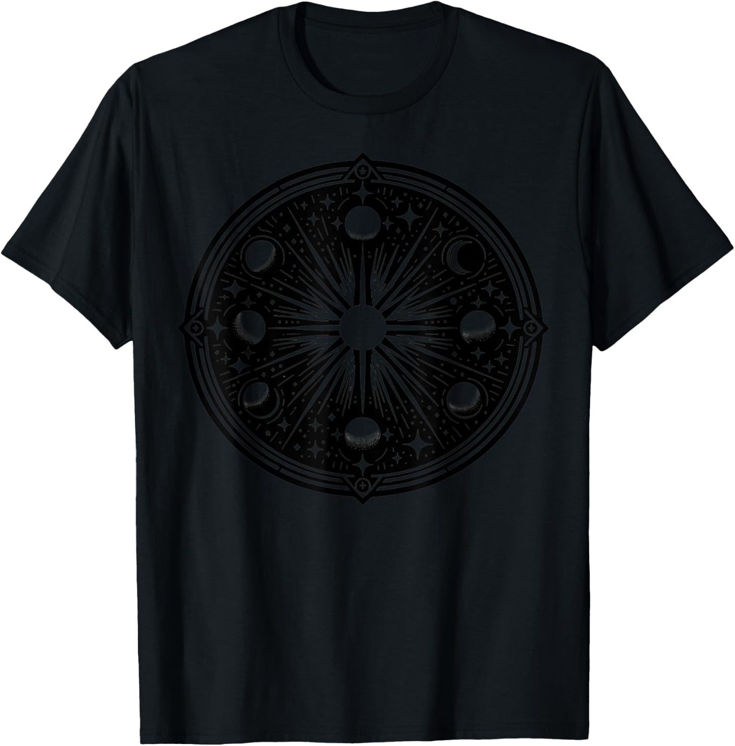 Celestial Moon Phases Design Cosmic Lunar Vibes T-Shirt - T-Shirt | Black
