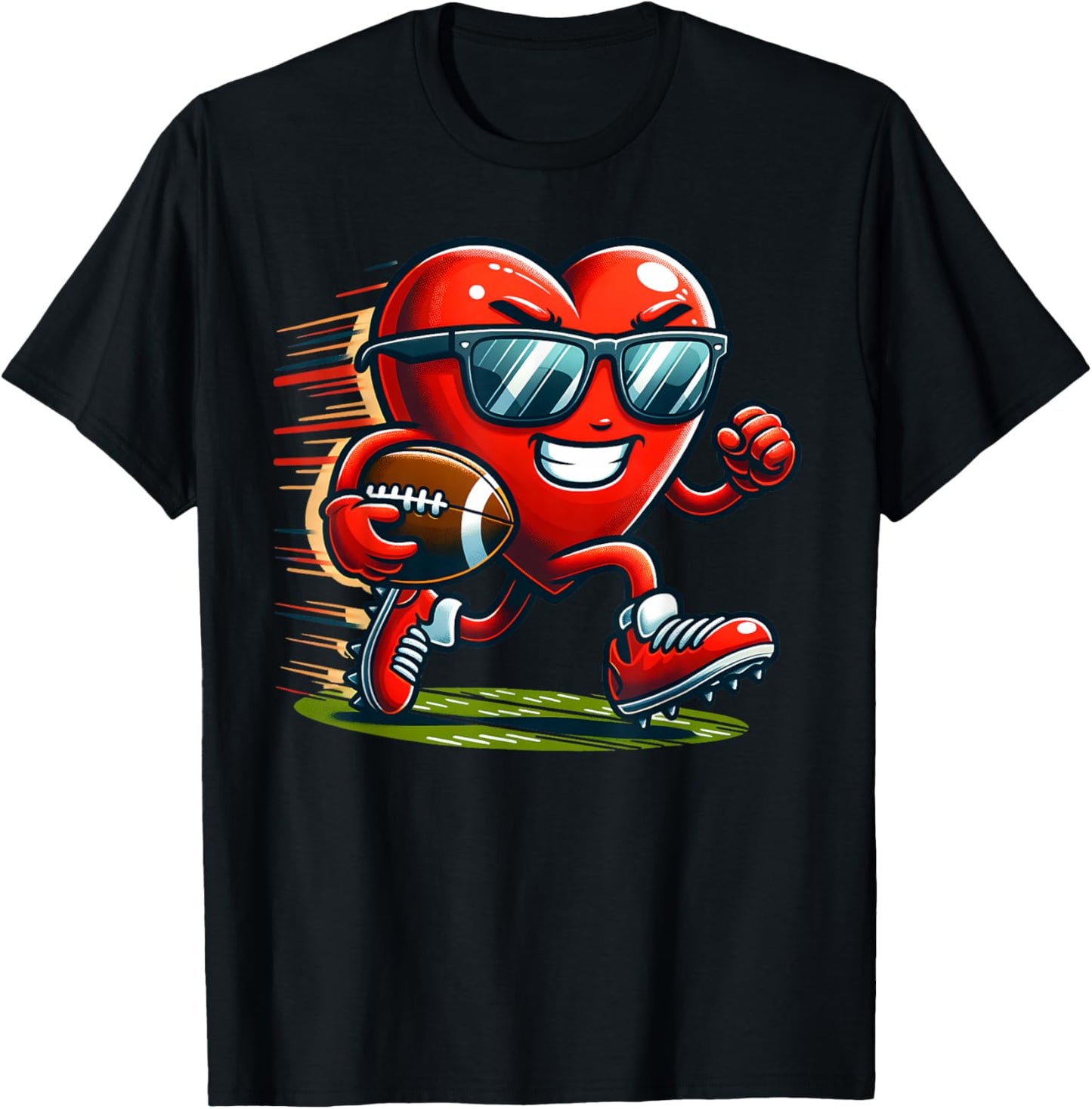 Valentine's Day Heart Team Football Player , Small T-Shirt - T-Shirt | Black