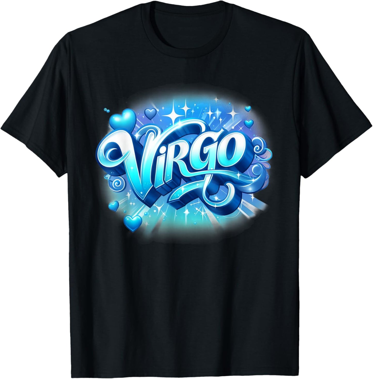 Blue Virgo Zodiac Star Sign T-Shirt - T-Shirt | Black