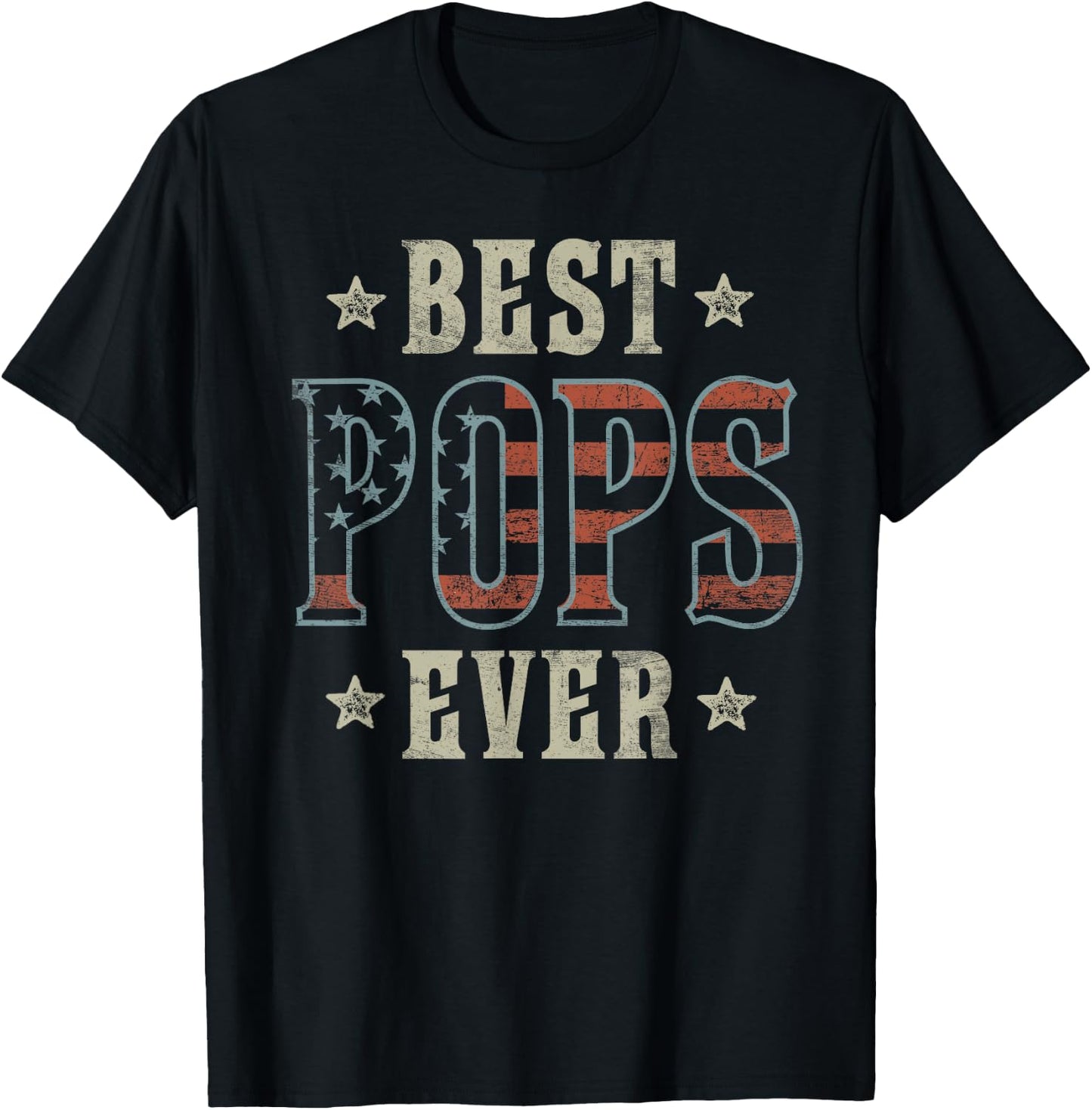 Best Pops Ever Patriotic American Flag Design Pops T-Shirt - T-Shirt | Black