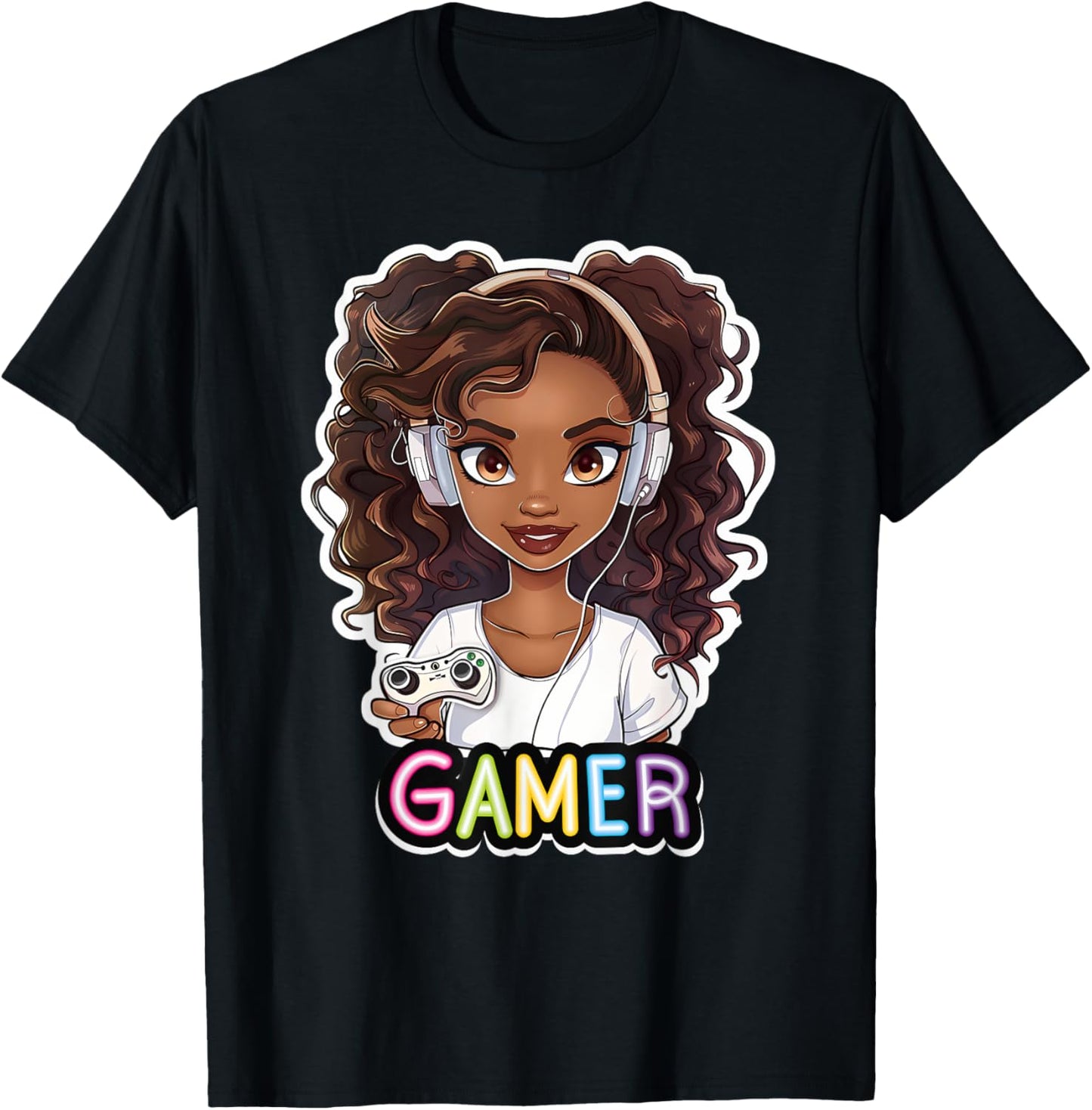 Black Girl Gamer Anime Melanin Sista Girl Afro Magic T-Shirt - T-Shirt | Black