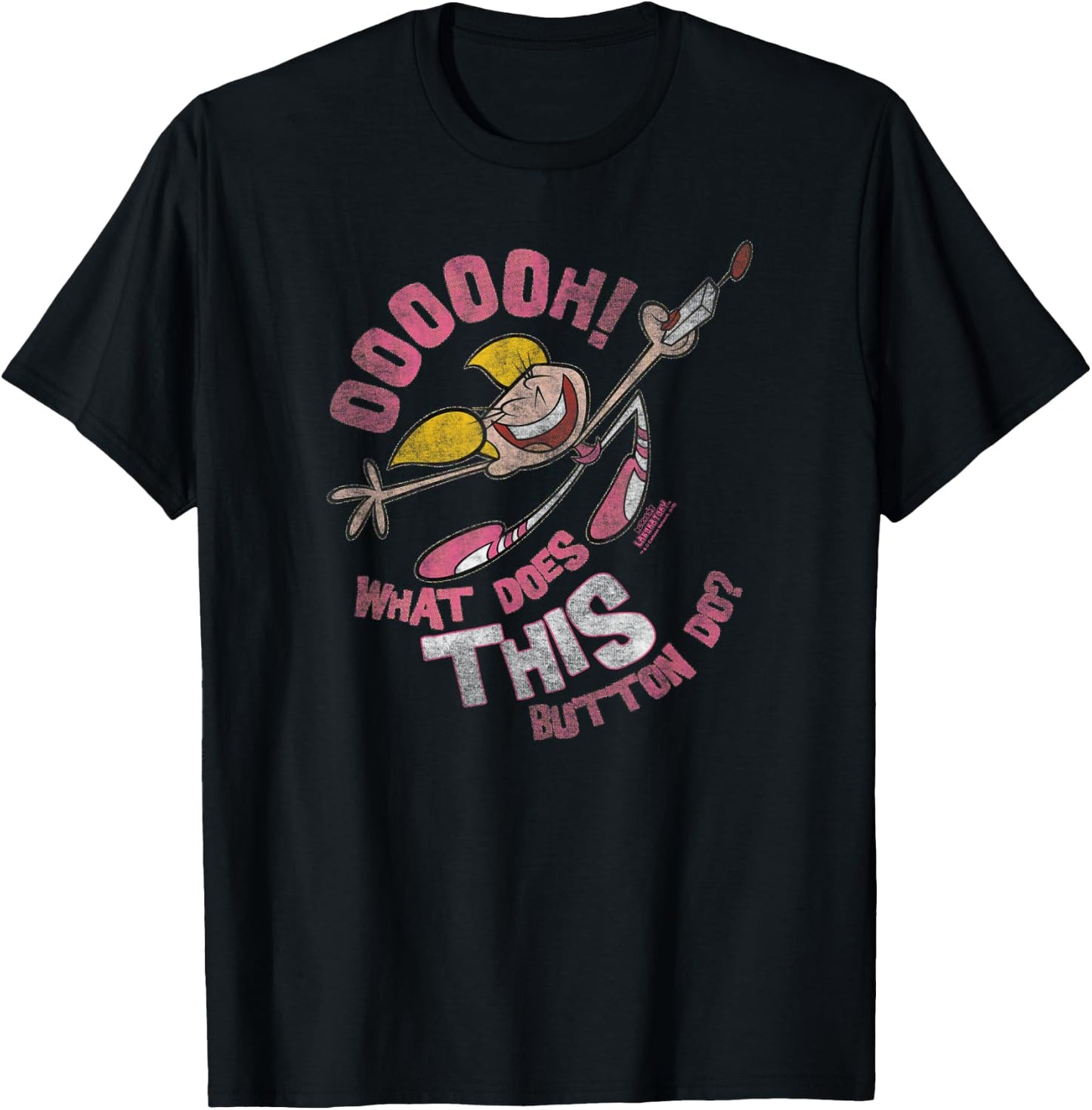Dexter's Laboratory Dee Dee Button Small T-Shirt - T-Shirt | Black