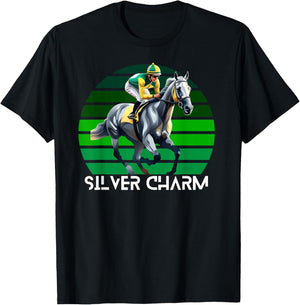 Silver Charm Horse, Horse Racing, Santa Anita, Del Mar Shirt T-Shirt - T-Shirt | Black