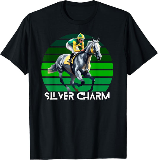 Silver Charm Horse, Horse Racing, Santa Anita, Del Mar Shirt T-Shirt - T-Shirt | Black